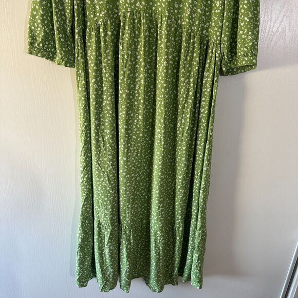 Nobody's Child Maternity Green Ditsy Floral Print Rachel Midi Dress‎ Sz 12 Large - Picture 4 of 9